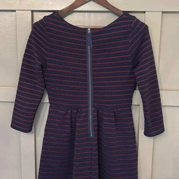 Anthropologie Maeve Brenna Dress Fit & Flare Navy Red Stripes Pockets Size 4 - Picture 10 of 12